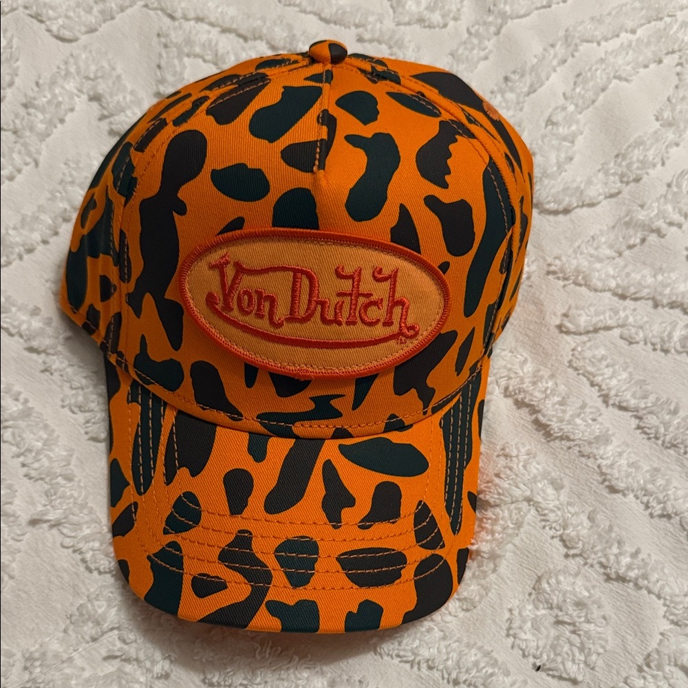 Von Dutch Orange and Black Patterned Hat